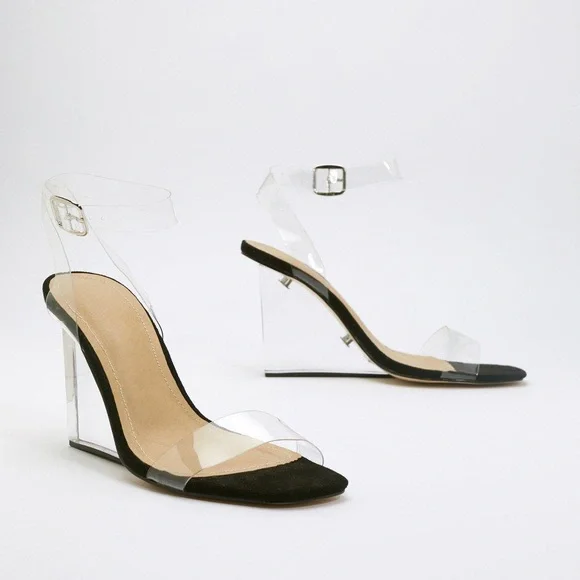 Nasty Gal Shoes Nasty Gal I See What You Mean Clear Wedges
